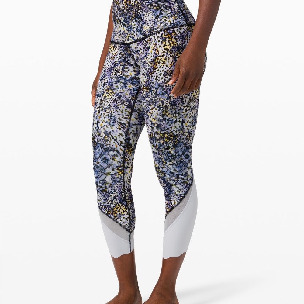 lululemon athletica wunder under high waisted cropped mesh leggings size 4